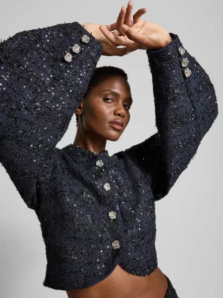 ROTATE Birger Christensen Kurtki Kobieta Niebieski XS Boucle Short Jacket granatowa