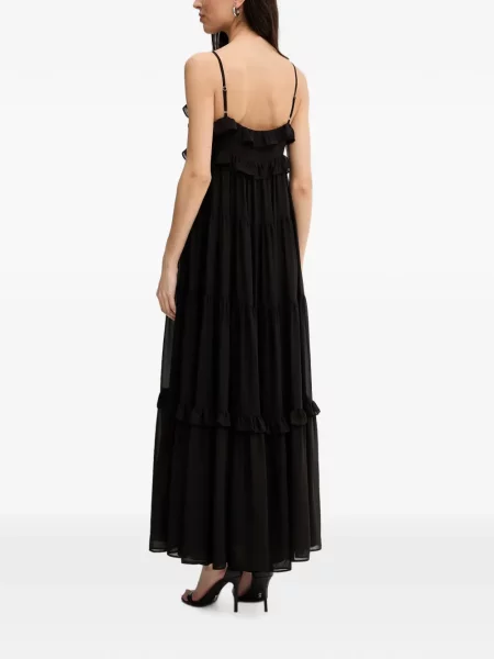 Cu centură rochie Michael Kors Collection din piele cu cataramă negru
