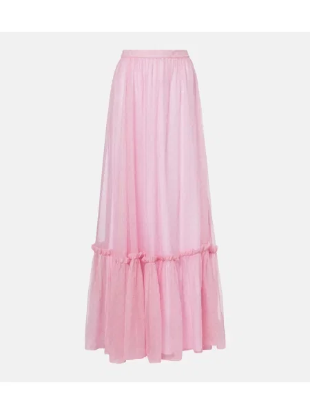 Maxi fusta maxi Gucci de mătase cu imagine roz