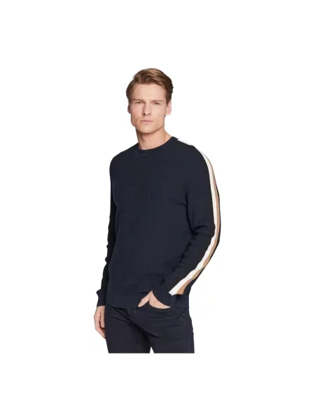 Sweter Boss z logo niebieski