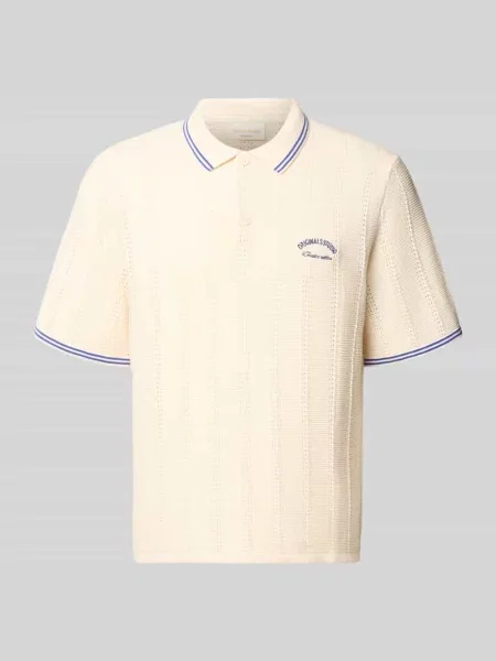 Koszulka polo w dzianinowej optyce krój regular fit model Menton' Jack & Jones beżowa