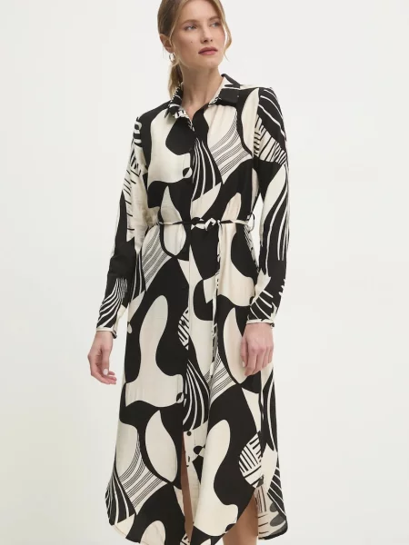 Answear Lab sukienka midi prosta czarny