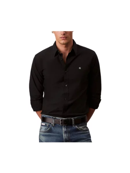 Koszula Calvin Klein klasyczna z twillu czarna