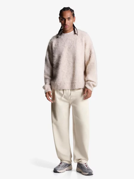 Bershka Spodnie Jogger O Kroju Straight Tailoring Mężczyzna M Kremowy