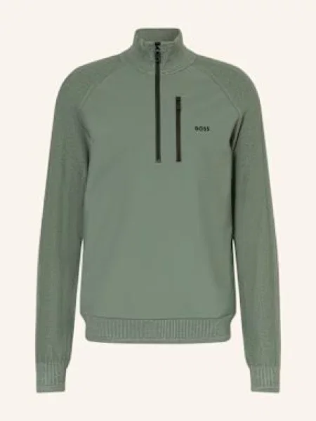 Boss Svetr Troyer Civic Ze Směsi Materiálů zelená