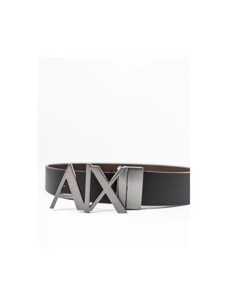 Pasek Armani Exchange skórzany z autografem czarny