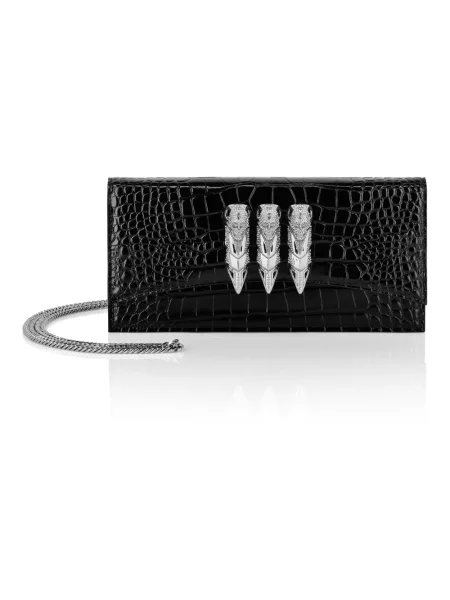 Torebka bagietka Philipp Plein skórzana czarna