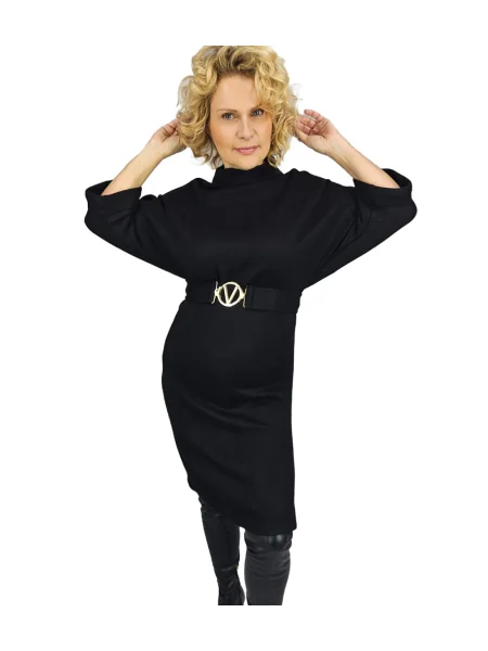 Pletena obleka midi obleka Pri nad koleni črna