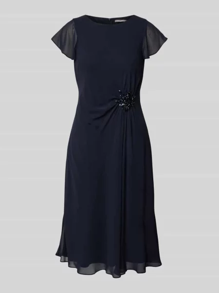 „Sukienka koktajlowa do kolan z obszyciem ozdobnymi kamieniami“ Christian Berg Cocktail granatowa