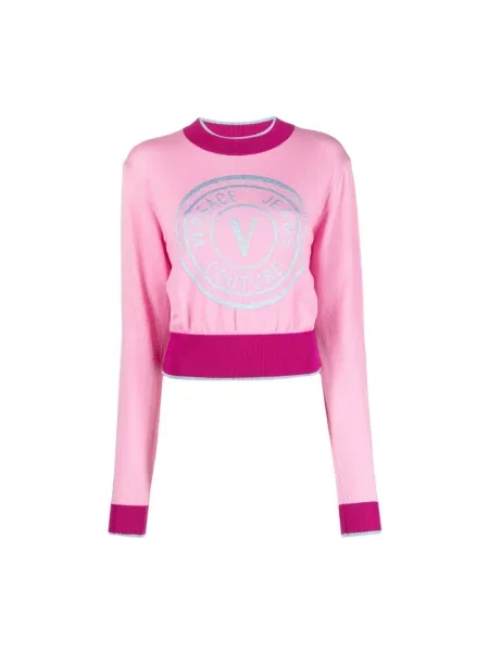 Sweter Versace Jeans Couture wełniany różowy