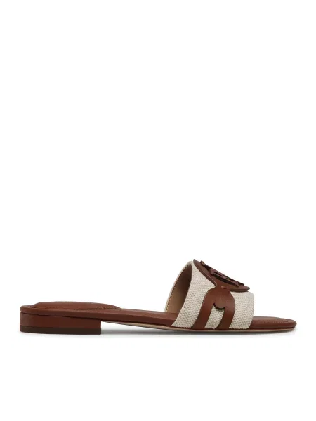 Papuci de casă Lauren Ralph Lauren din piele bej