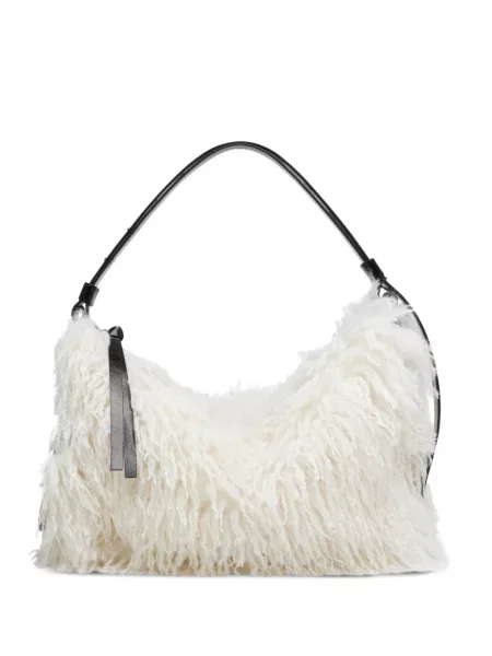 Geantă Marc Jacobs grunge cu blană alb