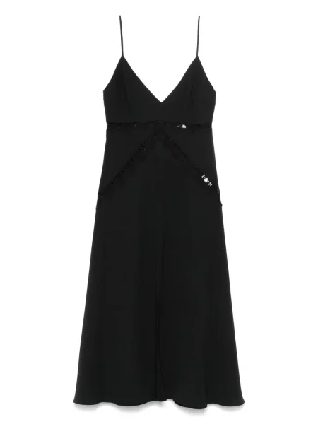 Rochie midi Nissa cu broderie până la genunchi de costum negru