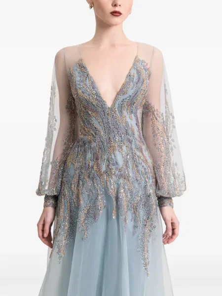 Rochie maxi Gemy Maalouf cu mărgele albastru