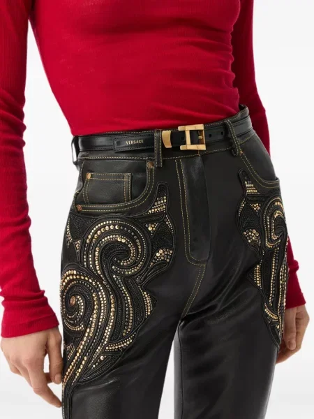 Cu centură curea Versace din piele negru