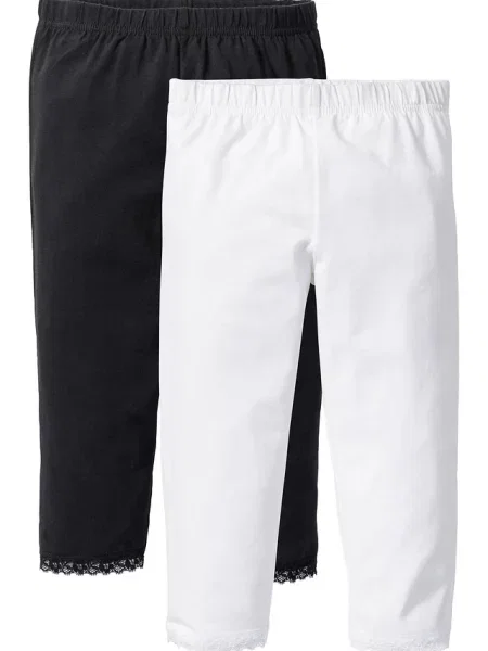 Legginsy rybaczki z bawełną organiczną 2 pary białe