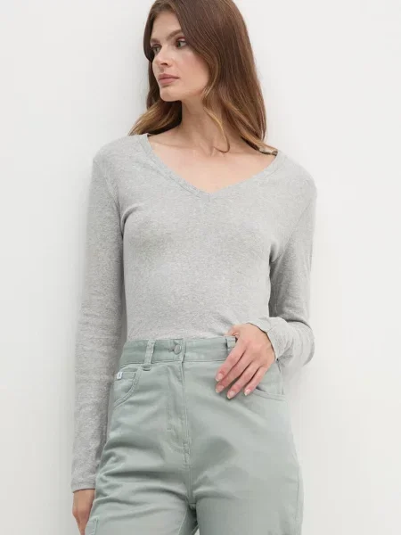 Блуза с дълги ръкави United Colors of Benetton сиво