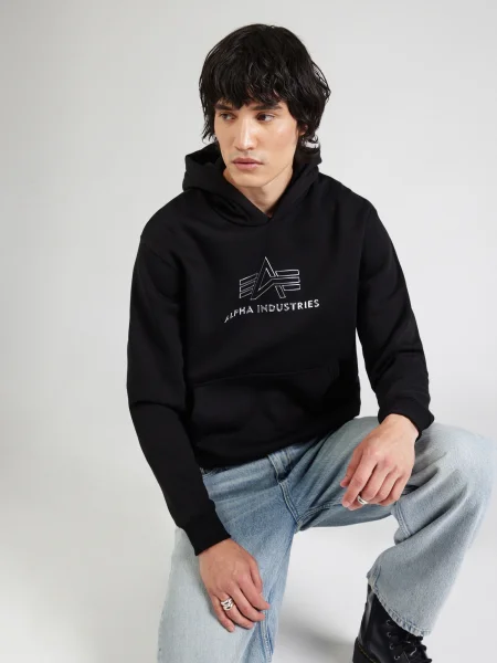 Pánska mikina Alpha Industries Basic Hoodie TPU black/chrome čierna