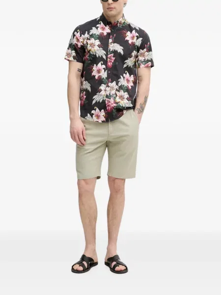 Cămașă Lindbergh cu model floral cu imagine negru