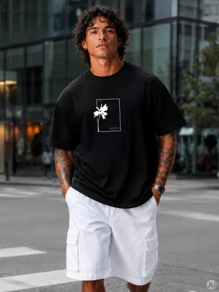 T-shirt oversize z nadrukiem Dstreet czarny