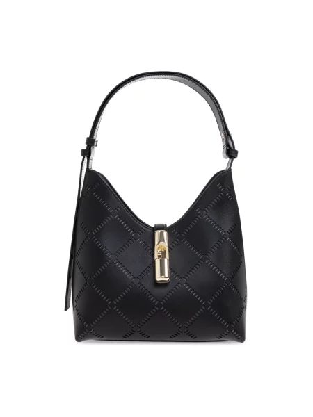 Furla torebka skórzana Goccia S Hobo czarna