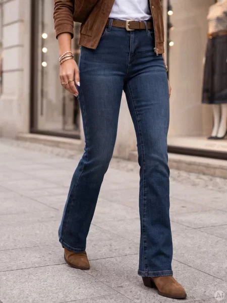 Jeansy bootcut z paskiem Dstreet niebieskie