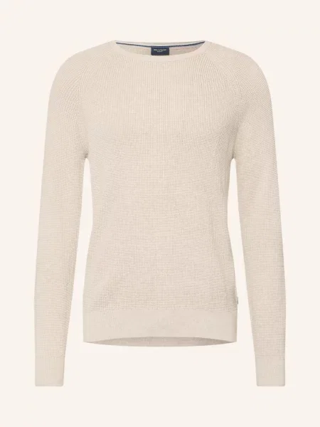 Olymp Sweter Z Czystej Wełny Level Five Dopasowany Krój Dla Ciała beige beżowy