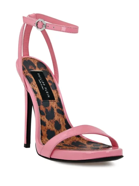 Iš natūralios odos raštuotos sandalai Philipp Plein leopardinės rožinė
