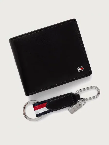Tommy Hilfiger sada peněženky a klíčenky kožená černá