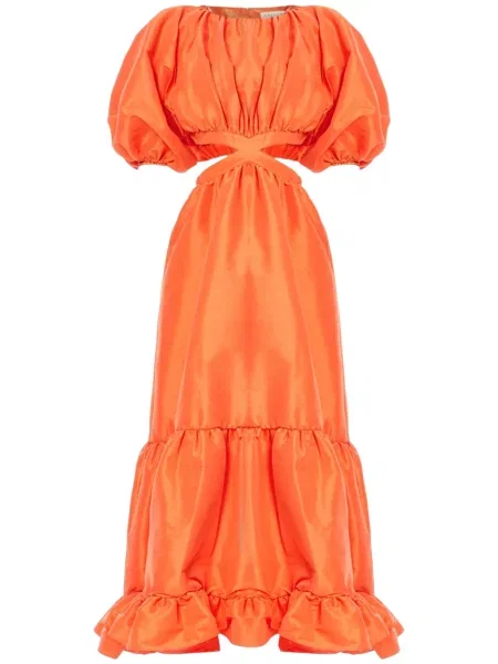 Sukienka midi Vasiliki do kolan garniturowa pomarańczowa