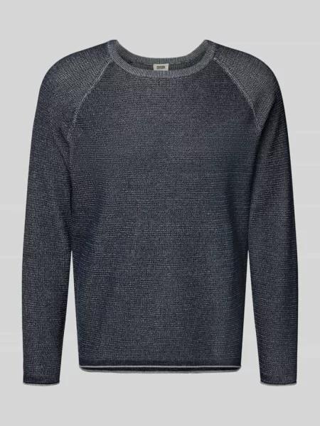 Sweter z dzianiny z okrągłym dekoltem model ‘TITZIAN’ Drykorn niebieski