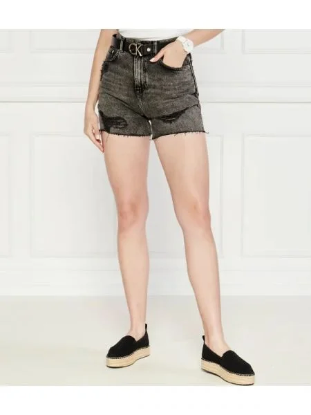 Tommy Jeans De blugi pantaloni scurți | Mom Fit gri