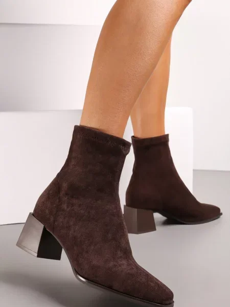 Botine cu gros și vârf pătrat Jozelinetta maro