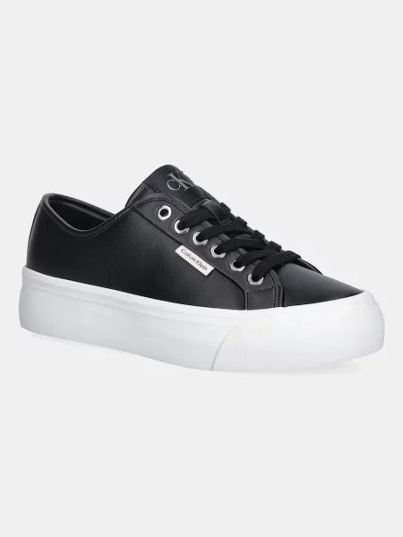 Calvin Klein sneakers VULC FLATF LACE UP LTH CK negru