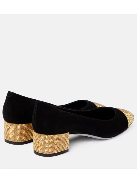 Pantofi cu toc Rene Caovilla din piele de căprioară negru