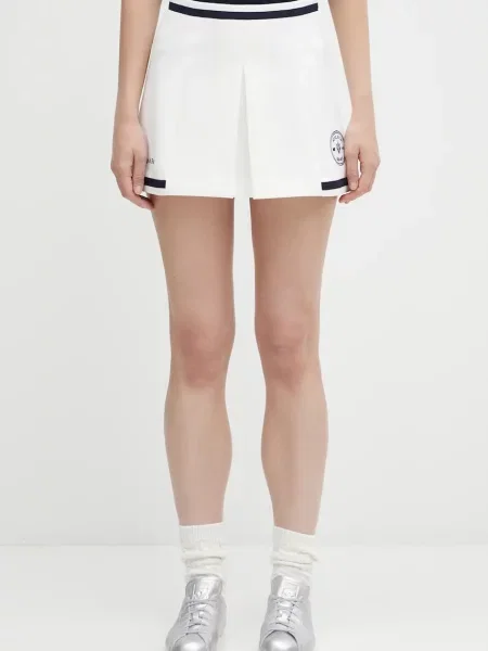 Sporty & Rich fustă Eden Crest Embroidered Mila mini drept alb