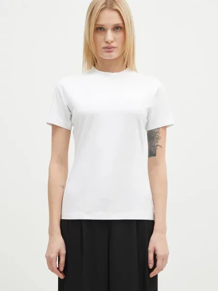 VETEMENTS tricou Embroidered Logo Fitted Hourglass femei alb