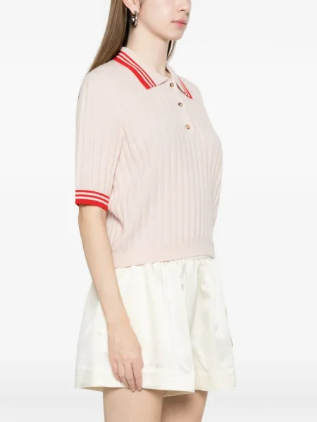Ριγέ χωρίς επένδυση polo Soft Goat ροζ