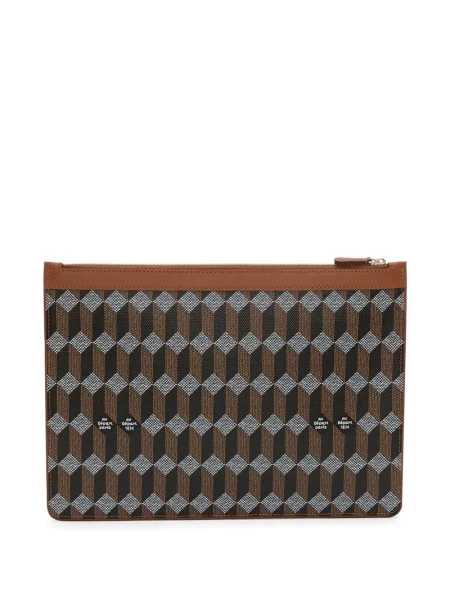 Δερμάτινος clutch Au Départ με σχέδιο καφέ