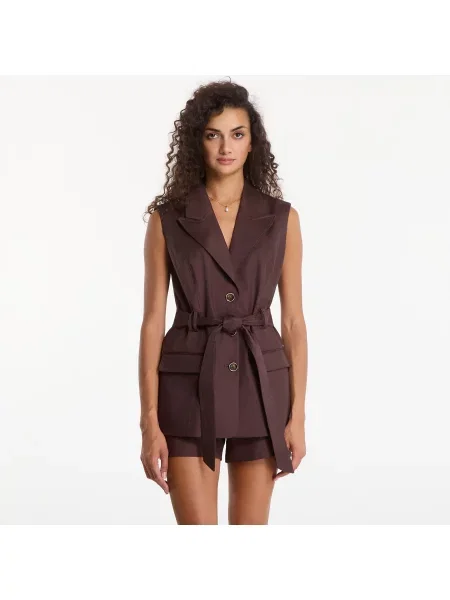 Елек Guess Jeans Sl Carla Blazer Regal Brown M кафяво