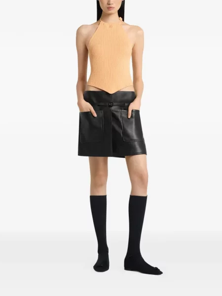 Top Courreges tricotate cu nervuri portocaliu