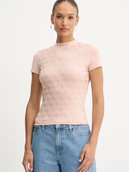 Тениска Guess дамска черно розово
