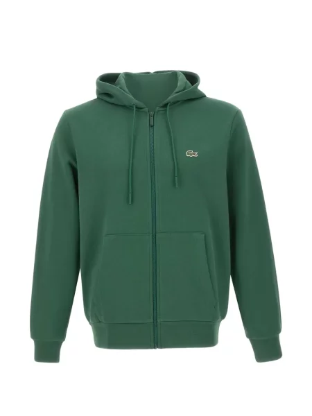 Hanorac cu glugă Lacoste cu autograf verde
