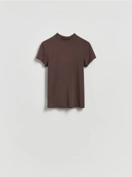 Reserved T-shirt z włóknami bambusowymi brązowy
