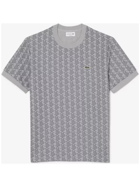 Koszulka z krótkim rękawem Lacoste Monogram Jacquard szary XS czarny