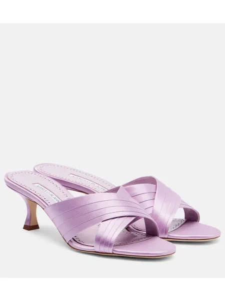 Satenaste mules Manolo Blahnik roza