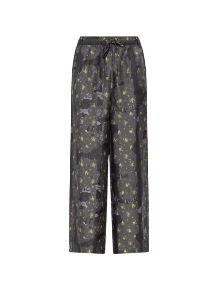 Pantaloni Ganni cu model floral gri