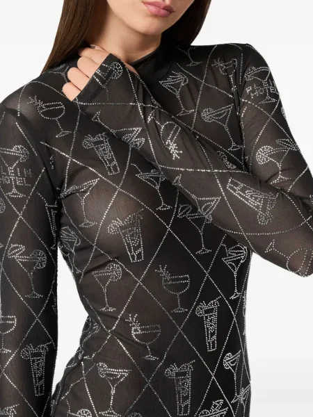 Rochie mini Philipp Plein de cristal de costum negru