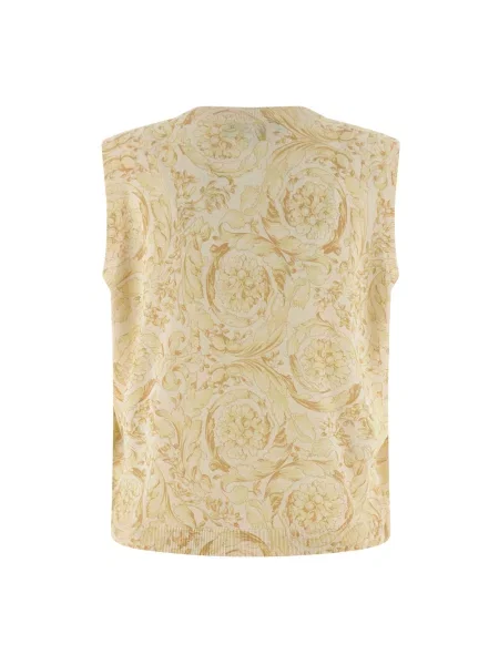 Jedwabny sweter Versace żółty