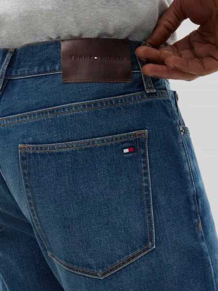 Jeansy Straight Leg bootcut z czystej bawełny Tommy Hilfiger granatowe